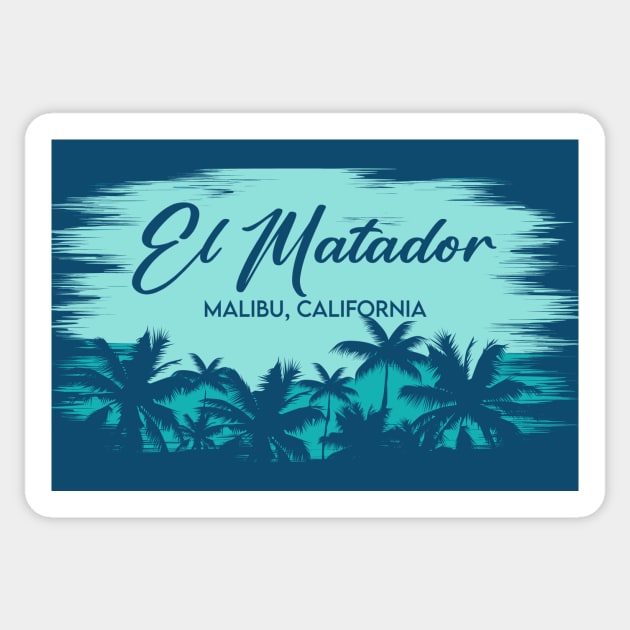 El Matador Beach Malibu, California Retro Beach Landscape Sticker by Now Boarding